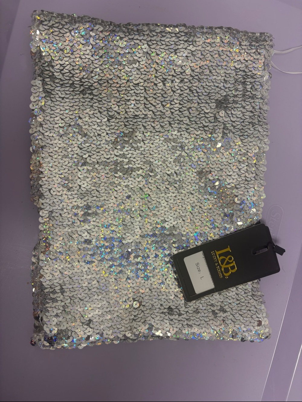 Lucky & Blessed Silver Sequin tube top-lined